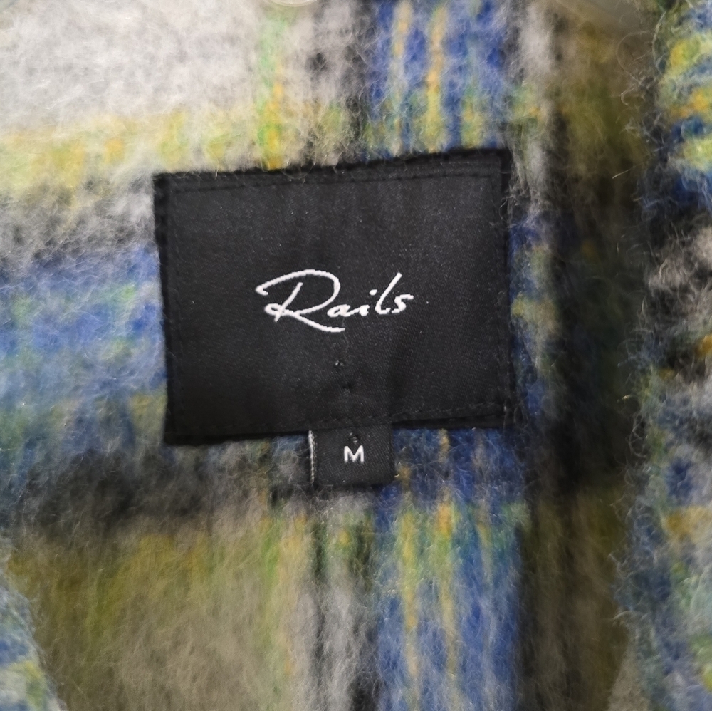 Rails Turner Long Sleeve Shacket Coat Medium Cobalt Lime Wool Cotton Blend - Picture 9 of 12